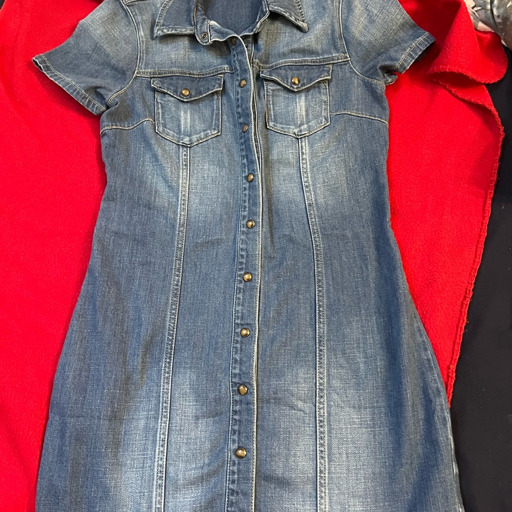 Idyllwind Denim Button-Front Midi Dress